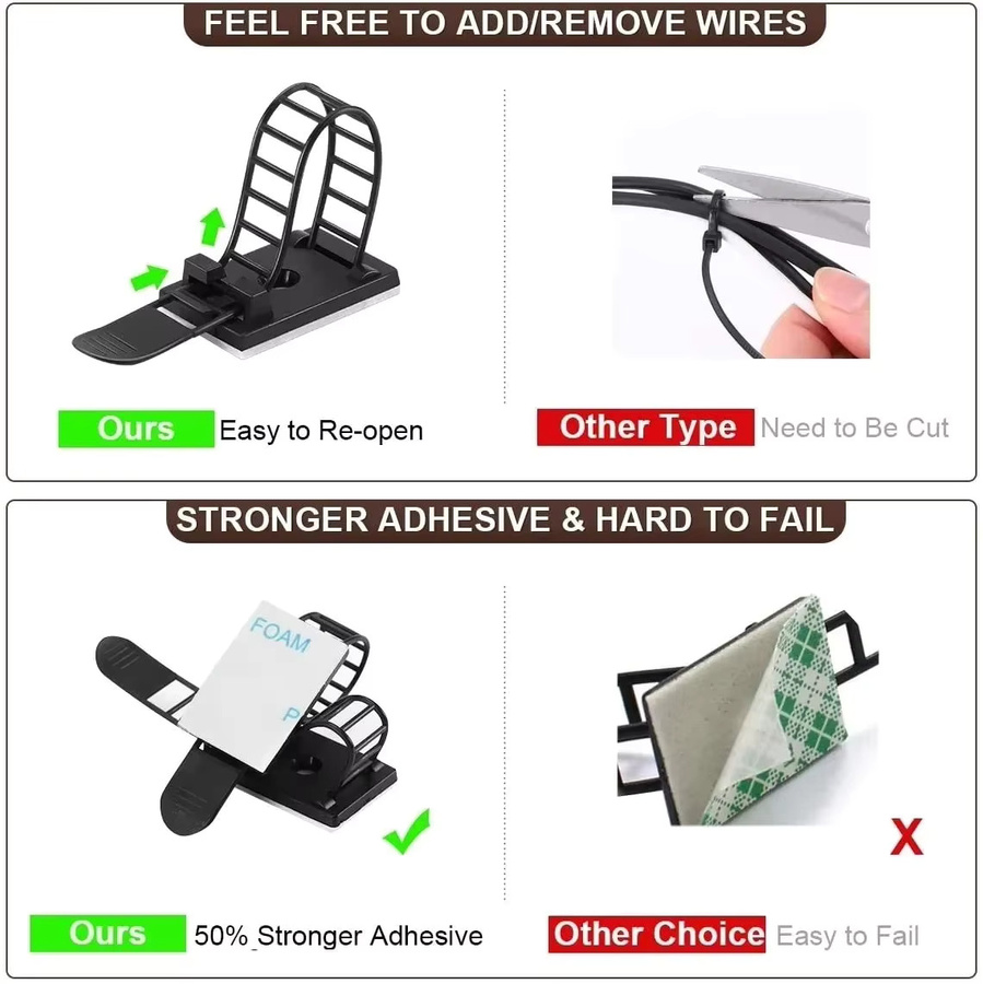 Kabel Organizer Clips mit einstellbaren Nylon-Kabelbindern zur Kabelverwaltung für dein Auto in Schwarz oder Weiß - Bild 4