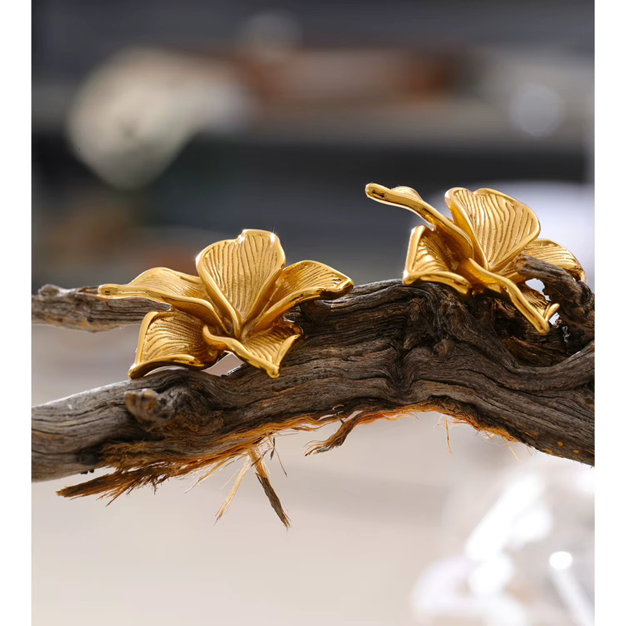 Yhpup Blumen-Ohrstecker, Edelstahl, 18 Karat PVD-beschichtet - Bild 4