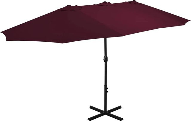 furnicato Sonnenschirm mit Aluminium-Mast und Polyesterbespannung in Bordeauxrot, B: 460 cm, T: 270 cm - Bild 1