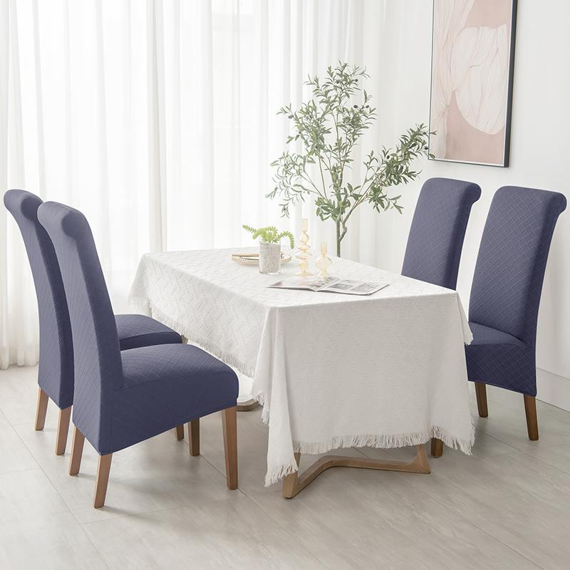 Rhombus-Jacquard-Stretch-Stuhlbezug in XL für Esszimmer und Küche, weiß, schmutzabweisend und kratzfest - Bild 3