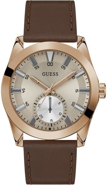 Guess Armbanduhr Greyson, Quarz, Edelstahl, Leder, Roségold, 44 mm, Herren - Bild 1