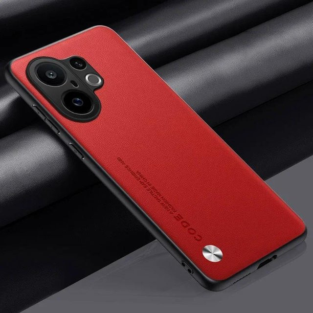 Stoßfeste kiicapa PU-Leder Hartschale für VIVO X200 FE mit Kameraschutz und mattem Bumper in Rot - Bild 1