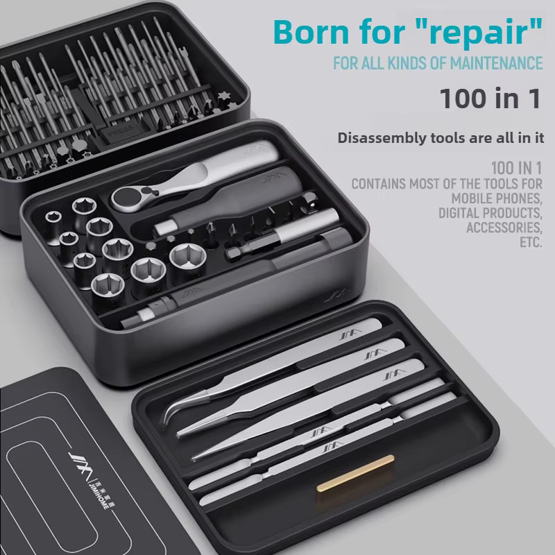 JIMIHOME Präzisions-Schraubendreher-Set 100-teilig mit Ratschenschlüssel in Schwarz für die Reparatur von Tablet, Handy und Haushaltswerkzeug - Bild 2