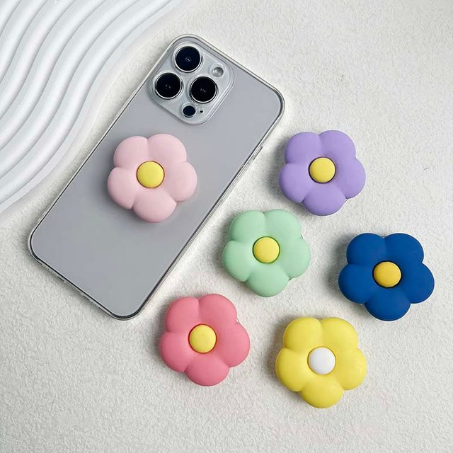 Socket Talk Handy Ständer Macron Blume in Pink und Multicolour, faltbarer Desktop Handy Griff aus Harz - Bild 1