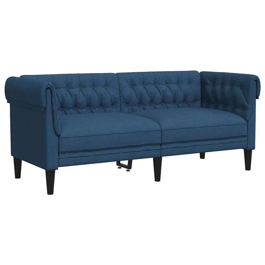 vidaXL Chesterfield-Sofa 2-Sitzer in Blau aus Stoff mit Massivholzrahmen - Bild 2