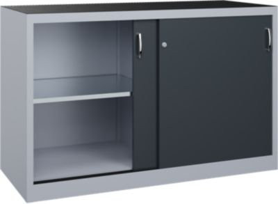 C + P Schiebetüren-Werkzeugschrank Acurado aus Stahl in Weißaluminium und Anthrazitgrau, B: 160 cm, T: 60 cm, H: 100 cm - Bild 1