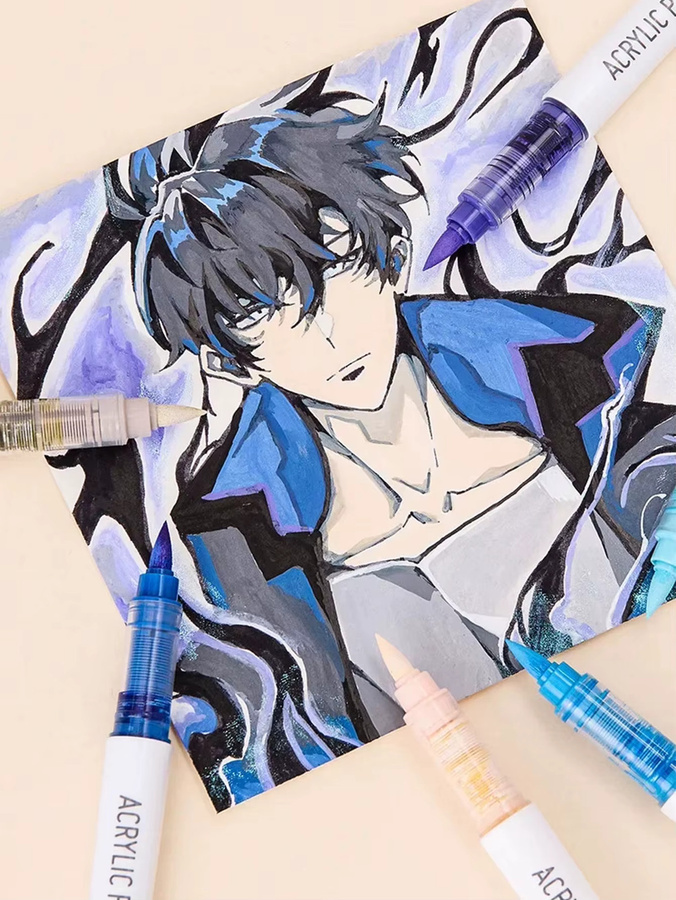 Languo Acryl-Markierungsstifte Set mit Soft Brush für DIY Graffiti und Kunstmalerei, Mehrfarbig - Bild 3