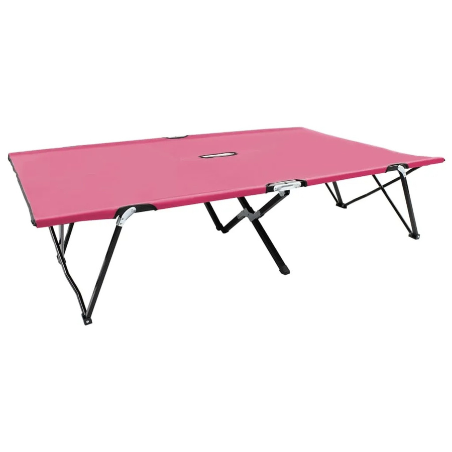 vidaXL Klappbare Sonnenliege für 2 Personen aus pulverbeschichtetem Stahl in Rosa mit UV-beständigem Polyestergewebe, B/T: 124 x 194 cm - Bild 1