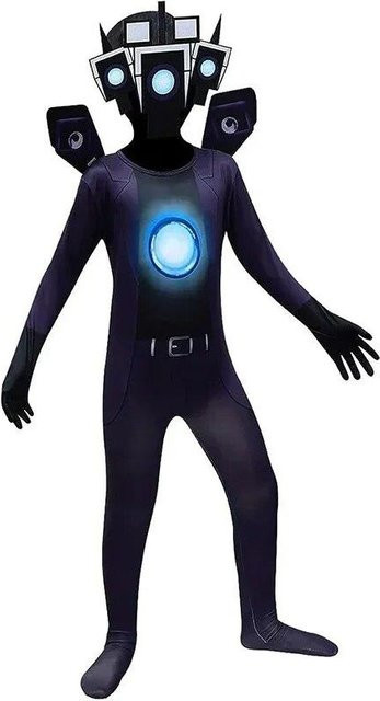 WANG888 Skibidi Toilette Kostüm, Bodysuit, Overall, Maske, Schwarz - Bild 1