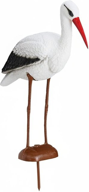 Relaxdays Gartenfigur Storch aus Kunststoff in Weiß, Rot und Schwarz mit Erdspieß, H: 80 cm, B: 22 cm, T: 64 cm - Bild 1