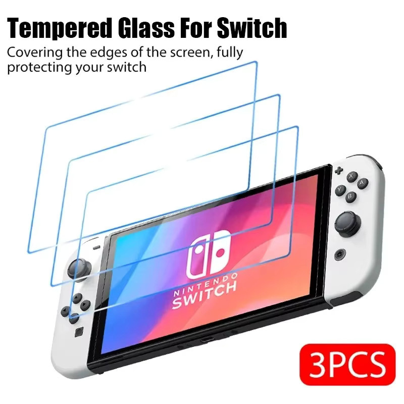 Displayschutzfolie aus gehärtetem Glas für Nintendo Switch OLED und Nintendo Switch Lite, transparent, 1 bis 5 Stück - Bild 2