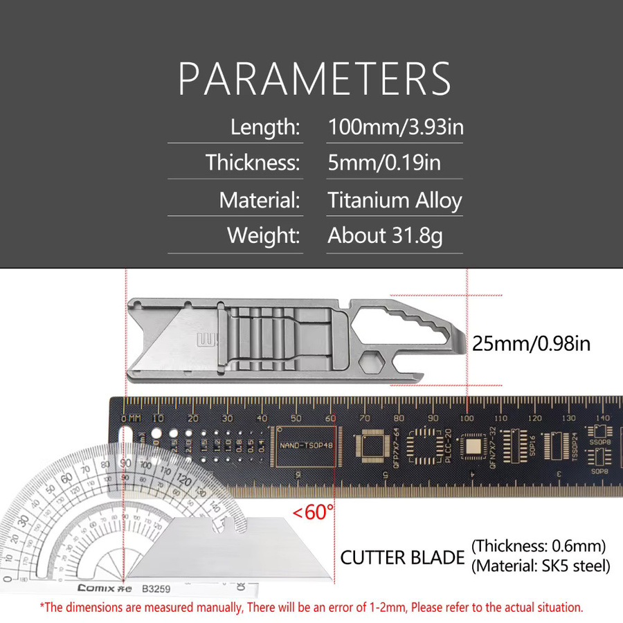 Multitool Allzweckmesser aus Titanlegierung mit 10 abnehmbaren Sk5-Stahlklingen - Bild 6