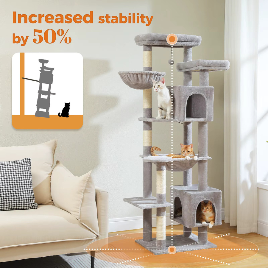 PAWZ Road Kratzbaum für Hauskatzen mit großer Hängematte in Schwarz - Bild 2