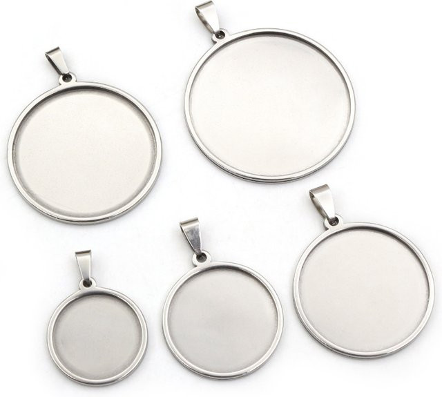 Wadsfred Anhänger Cabochon Basis, Edelstahl, Silber, Unisex - Bild 1