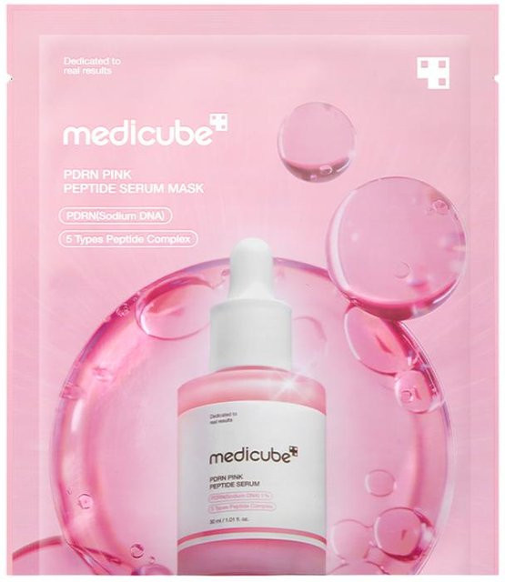 Medicube PDRN Pink Peptide Serum Maske, 5 Stück, für trockene Haut - Bild 1