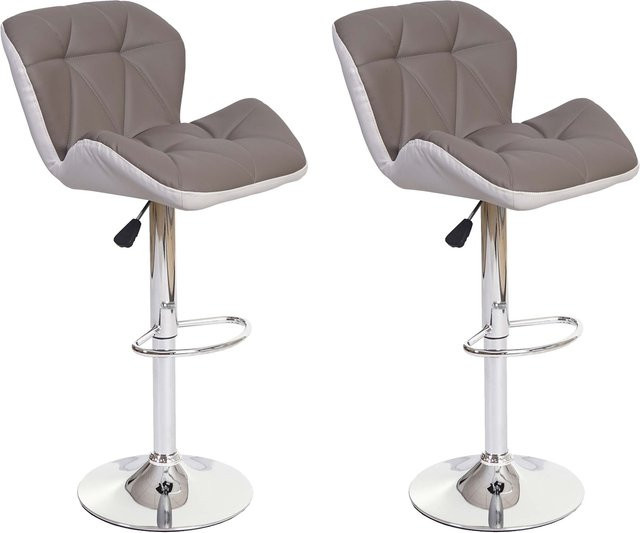 2er-Set Barhocker MCW-A92 höhenverstellbar aus Kunstleder und Stahl in Grau - Bild 1