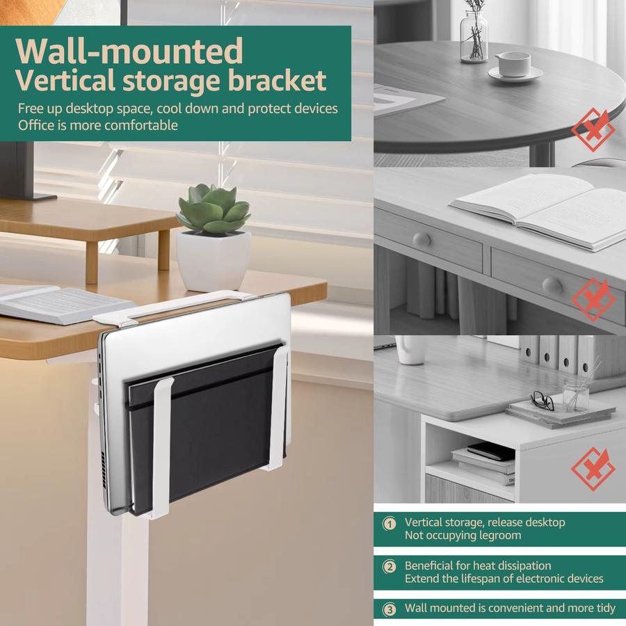 Verstellbarer Metall-Schreibtisch-Organizer mit Laptop-Halterung und Aufbewahrungsfach zum Klemmen, ohne Bohren, für Zuhause und Büro - Bild 3