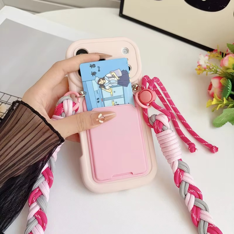 EHUIDE iPhone Hülle mit geflochtenem Lanyard und Kartenhalter in Braun, stoßfestes Phone Case für iOS - Bild 1
