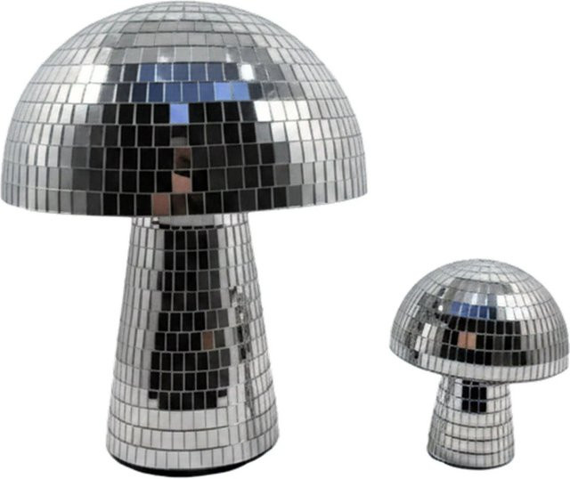 Relaxdays Disco-Pilze 2er Set in Silber mit Mosaikdesign aus Spiegelglas für Partys und Events, B/T/H: 25 x 21 x 11 cm - Bild 1