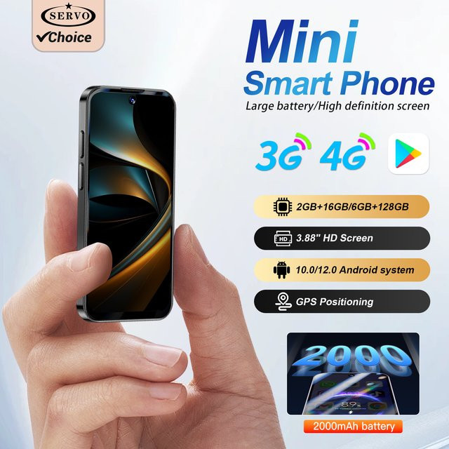 SERVO Android Mini-Smartphone in Schwarz mit 3,88 Zoll Display, 128GB Speicher, 4G LTE, Gesichtserkennung, GPS und WLAN - Bild 1