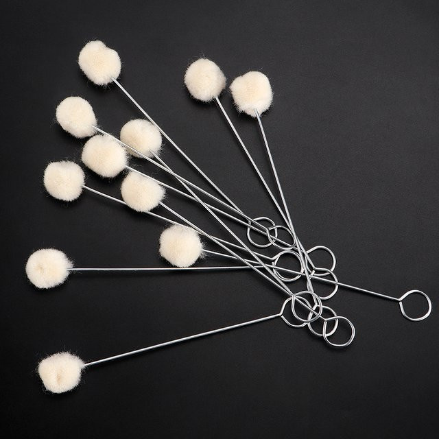 20 Stück QJH Leder-Färbewerkzeug Set mit Metallgriff und Woll-Applikatorpinseln in Weiß für dein Lederhandwerk DIY - Bild 1