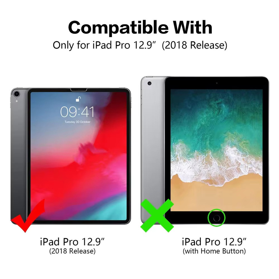 Displayschutzfolie aus gehärtetem Glas für Apple iPad Pro 12,9 Zoll (Modelle 2018: A1876, A1895, A2014, A1983), transparent, Anti-Fingerabdruck-Schutz - Bild 2