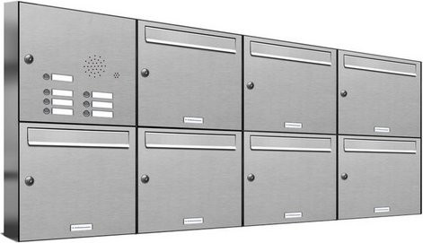 AL Briefkastensystem für 7 Parteien, Aufputzmontage, silberfarben, B/H/T: 153,274 x 68,4 x 11,6 cm - Bild 1