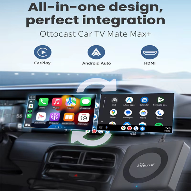 Ottocast Car Tv Mate HDMI-Multimedia-Adapter in Schwarz für kabelloses CarPlay und Android TV Stick sowie Game Box - Bild 4