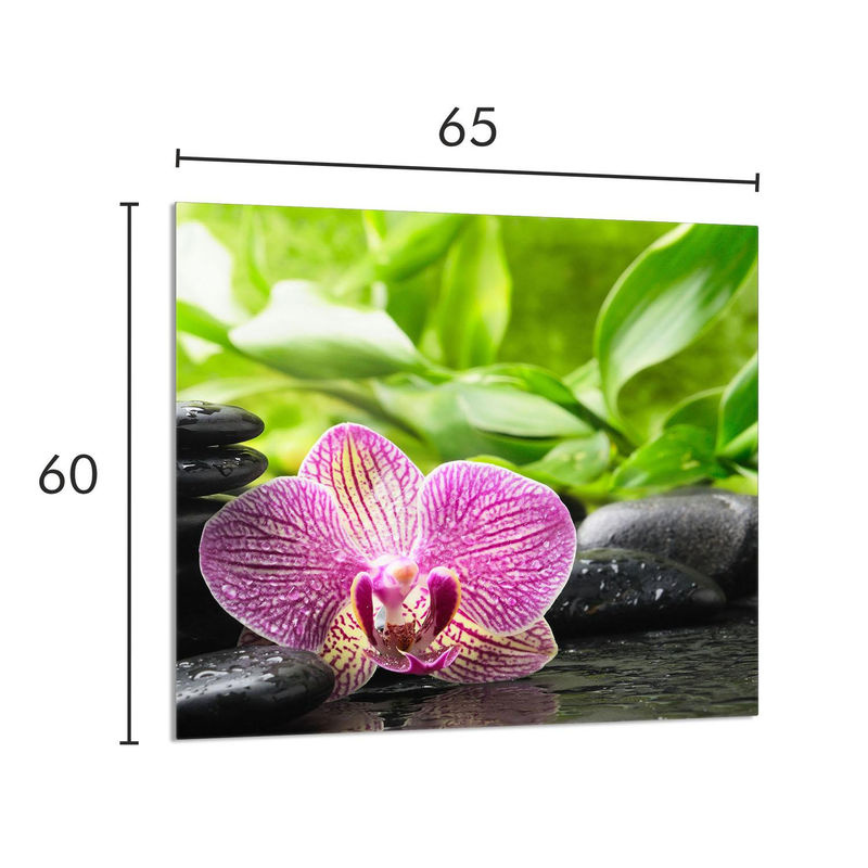 Glaspanel für die Küche mit Orchideen-Design, mehrfarbig, B: 65 cm, H: 60 cm - Bild 4