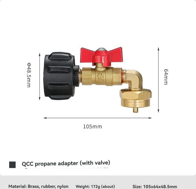 CAMPINGMOON PZ-103/PZ-104 Propanflaschenadapter aus Messing mit Manometer in Gold - Bild 1
