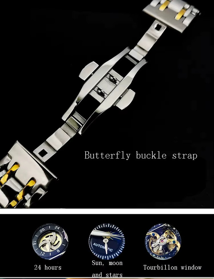 AOKULASIC Tourbillon Skeleton Automatik-Armbanduhr, Edelstahl, Herren - Bild 6