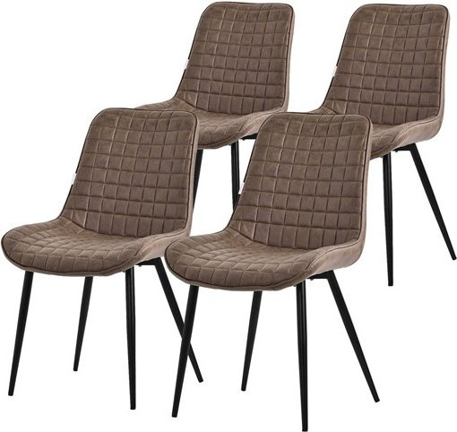 4er Set Esszimmerstühle ML-Design in Braun mit Kunstlederbezug und Stahlbeinen - Bild 1