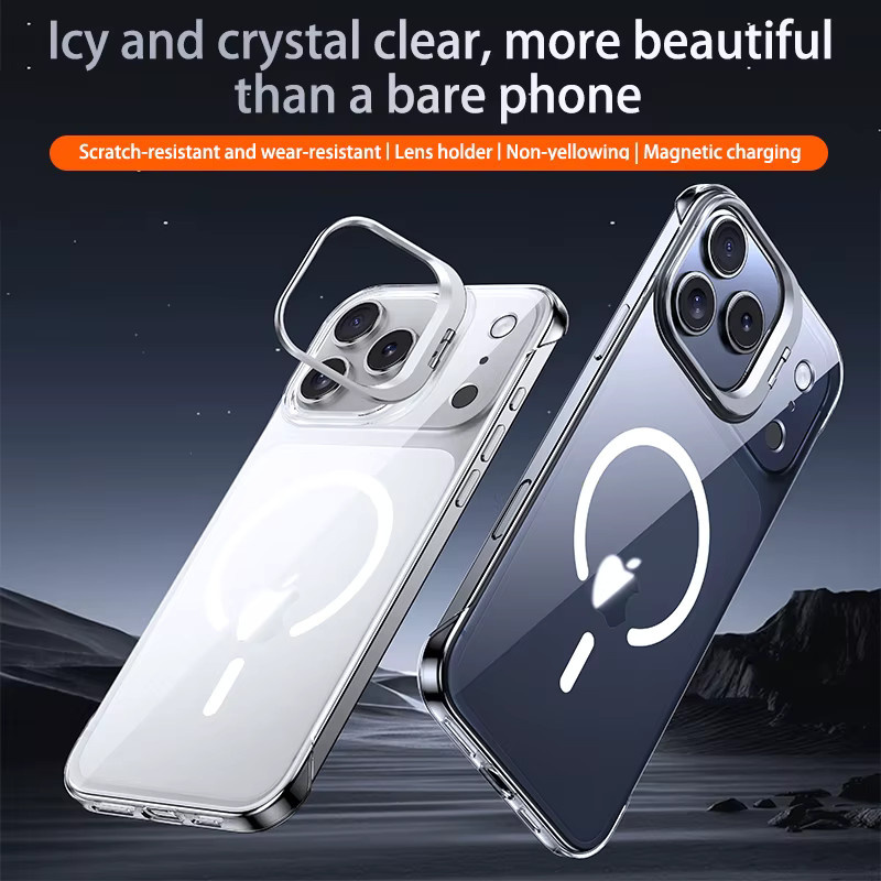 Transparente Rahmenlose Handyhülle für iPhone mit magnetischer Linsenhalterung in Weiß - Bild 2
