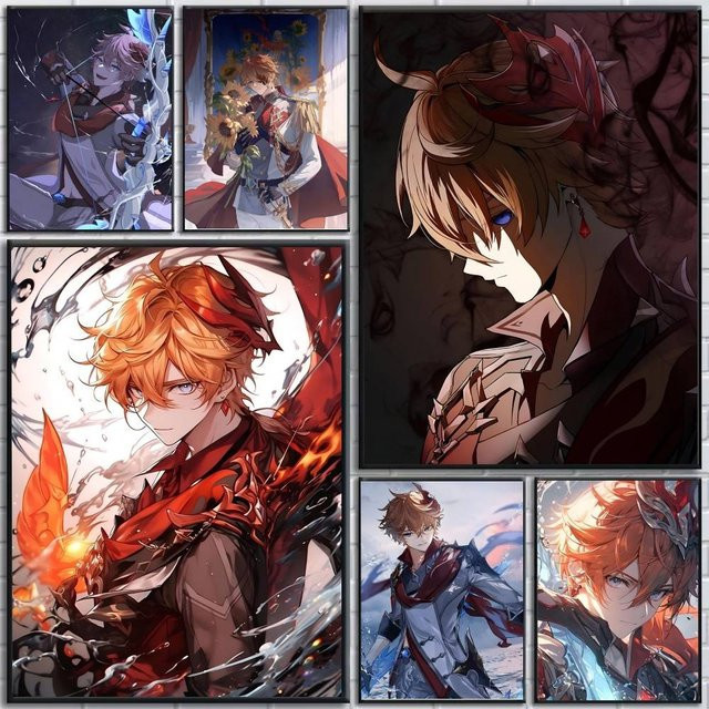 Genshin Impact Tartaglia Poster aus Papier, selbstklebend, Mehrfarbig - Bild 1
