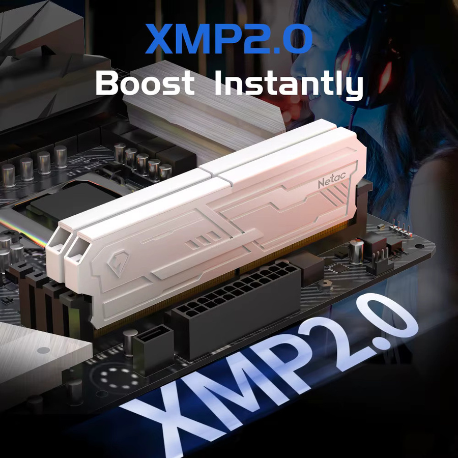 Netac Shadow II DDR4 RAM UDIMM Arbeitsspeicher mit Aluminium-Kühlkörper und XMP 2.0 Unterstützung in Weiß - Bild 4