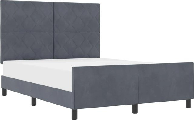 vidaXL Boxspringbett mit Kopfteil in Dunkelgrau aus Samt, B/T: 140 x 190 cm - Bild 1