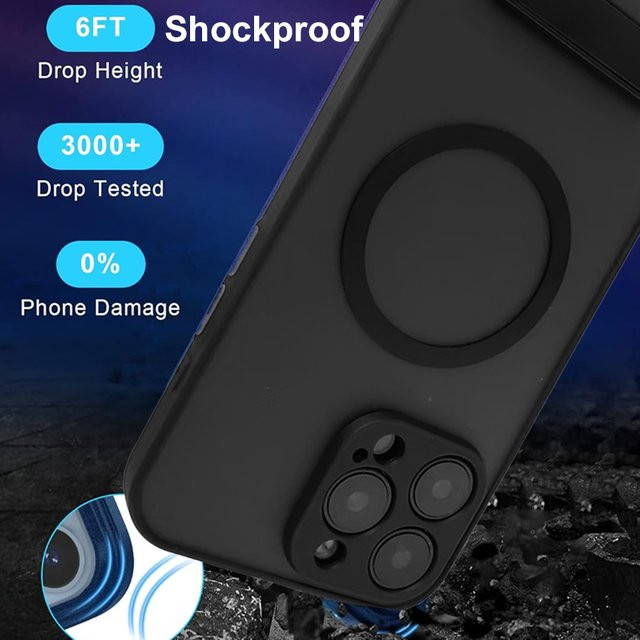 UYUXIO Handyhülle mit magnetischem Ständer für iPhone 11 bis iPhone 17 Pro Max in Schwarz - Bild 1