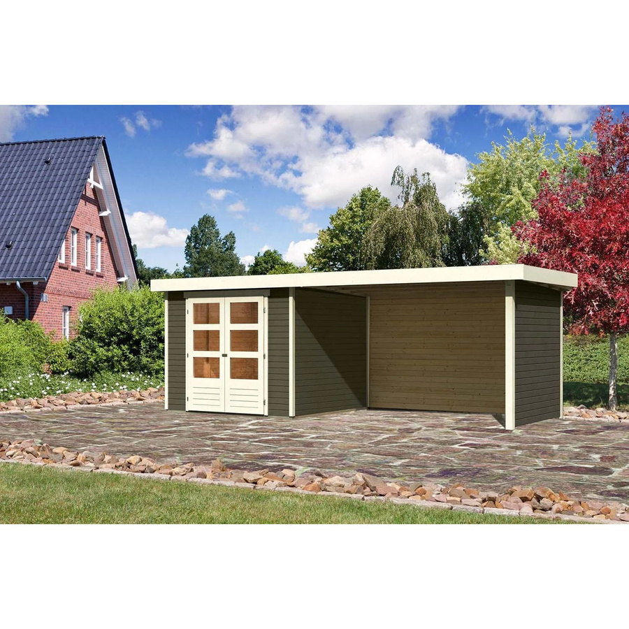 Karibu Holz-Gartenhaus Boras in Terragrau mit Flachdach und modernem Design, B/T/H: 242 x 238 x 211 cm - Bild 2