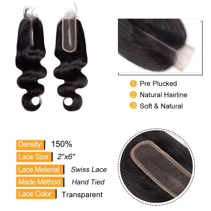 Linhua Echthaar Extensions, gewellt, 2x6 Spitzenverschluss, Damen - Bild 3
