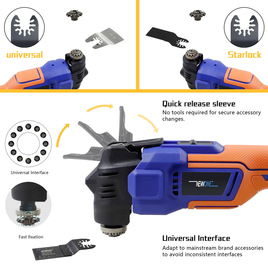 NEWONE 18V Bürstenloses Multifunktionswerkzeug mit Schnellspanner, kompatibel mit Makita LXT Akkus, Blau - Bild 4