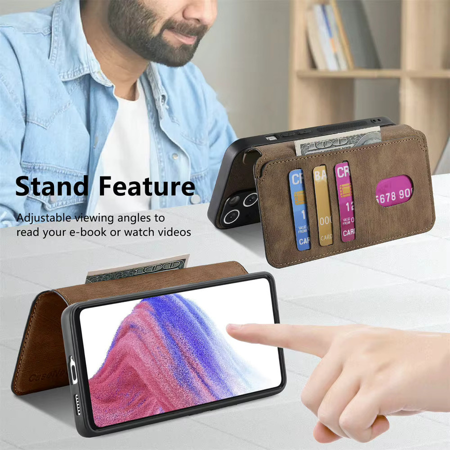 Luxus Lederhülle für Xiaomi 17T Pro 5G und Xiaomi 15T mit magnetischem 2-in-1 Flip-Cover und Portemonnaie-Funktion in Pink oder Braun - Bild 4