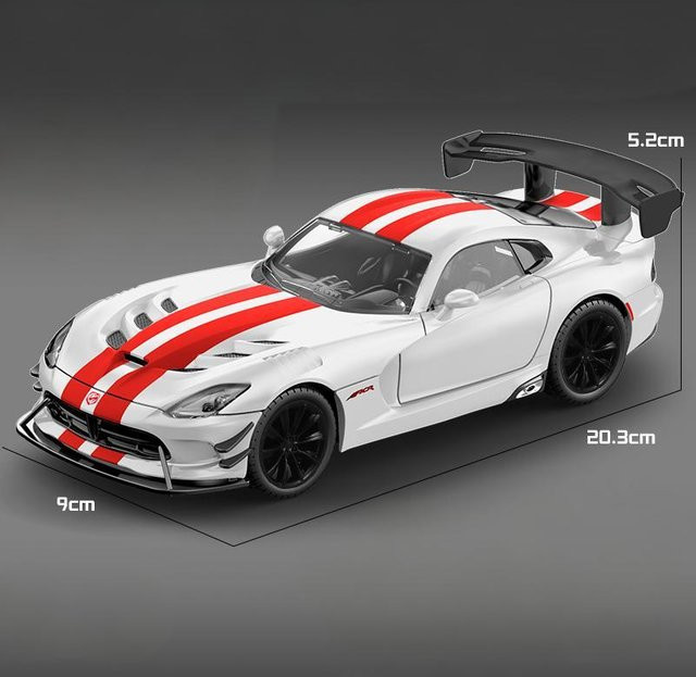 Linyi Toy Car Dodge Viper Acr Super Sportcoupé Modellauto, 1:24, Metall, Weiß, ab 18 Jahre - Bild 1