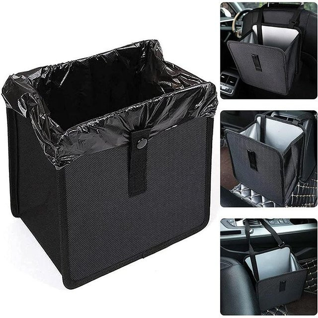 XYNN Tragbarer Auto-Mülleimer als hängende Aufbewahrungstasche für den Rücksitz, wasserdicht, Schwarz, B: 23,0 cm, H: 23,0 cm, T: 14,0 cm - Bild 1