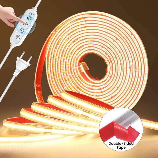 HEGEHE COB-LED-Streifen dimmbar wasserdicht 220 V mit 288 LEDs/m für Heimdekoration - Bild 1