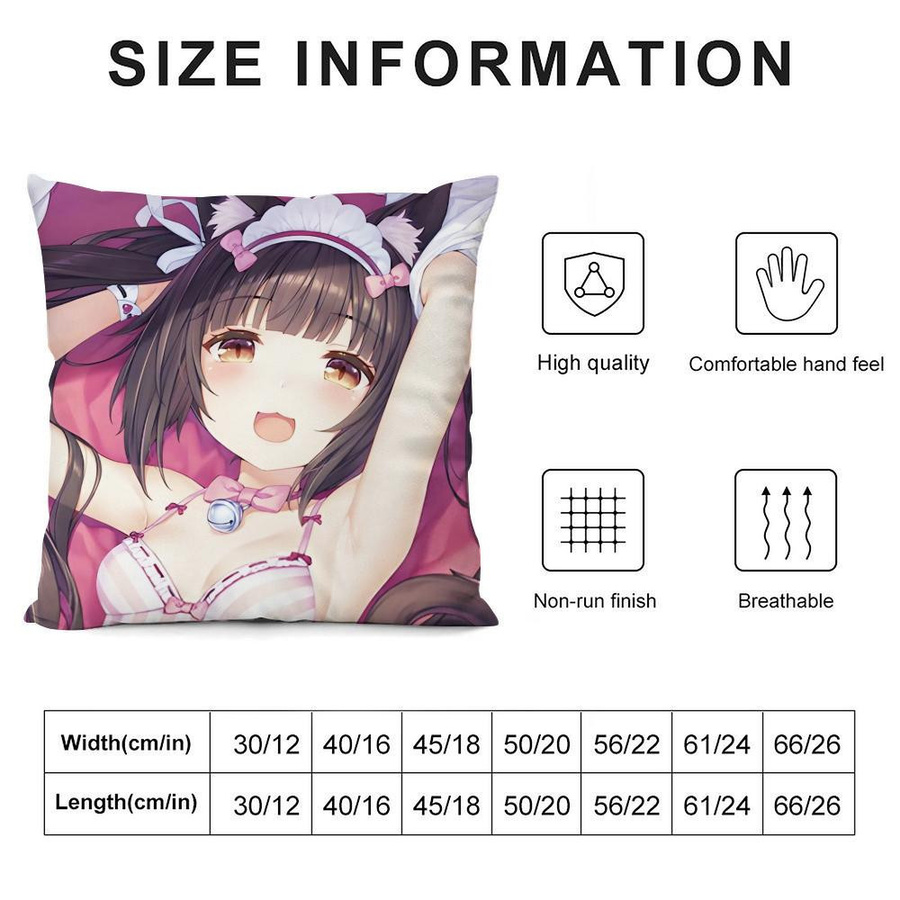 Chocola Nekopara Anime Kissenbezug doppelseitig aus Peach Skin für Sofa und Schlafzimmer B/B: 18 x 18 cm - Bild 2