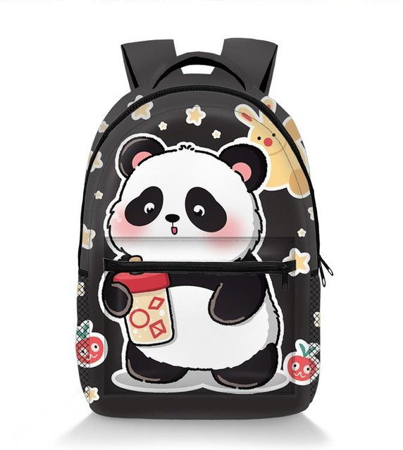 Fancy Style Studio Panda Schulrucksack mit 3D-Druck aus wasserdichtem Oxford-Material in Schwarz - Bild 1