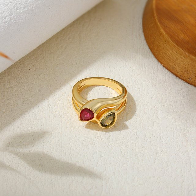 amofa Ring Edelstahl, Bunt, Zirkonia, Damen - Bild 1