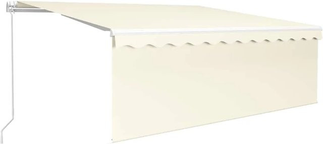 vidaXL Markise manuell einziehbar mit Rollo und LED aus Aluminium und Polyestergewebe, Creme, B: 400 cm, T: 300 cm - Bild 1