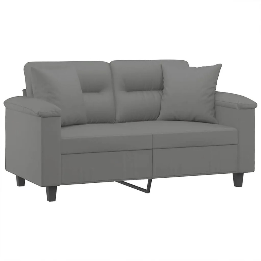 vidaXL 2-Sitzer-Sofa in Dunkelgrau mit Kissen aus Mikrofasergewebe und Metallrahmen, Breite: 150 cm, Tiefe: 80 cm, Höhe: 77 cm - Bild 2