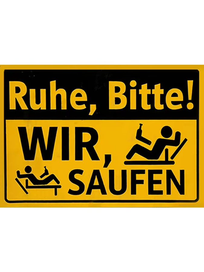 Retro Metallschild Hello Young mit deutschem Spruch Ruhe bitte, wir trinken zur Bar-Dekoration, Breite: 20 cm, Höhe: 14 cm, Tiefe: 1 cm - Bild 2